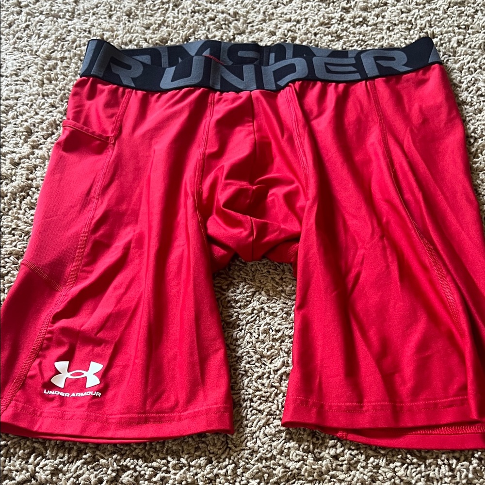 Under Armour Red Compression Shorts - Picture 2 of 4